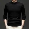 Camisa de punto gruesa cálida al por mayor transfronteriza para hombre temporada otoño e invierno cuello medio alto simple versátil holgada camisa base
