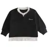 Sudadera con Bordado Falso de Dos Piezas para Niño Otoño Primavera y Otoño Ropa Infantil Chaqueta Pulóver Guapa Ropa para Bebés Comercio Exterior