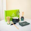 Juego de Té Matcha Rústico Estilo Japonés con Pintura de Paisaje, Tazón de Matcha con Pico, Batidor de Té de Cerámica, Juego de 8 Piezas en Caja de Regalo para Envío Transfronterizo