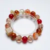 [Frutas Abundantes] Pulsera de Cristal Flor Roja Pegamento Natural para Mujer La Más Fácil de Combinar Pulsera de Cristal Dorado Cabello Dorado Flor Amarilla Pegamento Wholesale