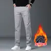 Calças casuais italianas cinza claro para homens, calças masculinas de verão finas, folgadas, de perna reta, calças compridas elásticas versáteis para negócios