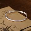 Pulsera Fina Chapada en Plata 999 para Mujer, Esmerilada Brillante, Simple Elegante, Pulsera de Bambú de Plata Pura, Joyería, Pulsera Grabada