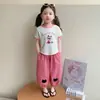 Traje Deportivo para Niña Verano 2026 Estilo Nuevo Bebé Niña Manga Corta Pantalones de Farolillo Conjunto de Dos Piezas Delgado para Niños