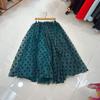 Saia Tutu Emagrecedora de Cintura Alta Estilo Europeu e Americano Nanyou Saia Midi de Organza com Bolinhas e Flocagem