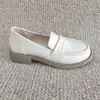 2023 nuevos mocasines retro de punta redonda beige de una sola capa para mujer, suela gruesa, combinan con todo, estilo británico, zapatos sin cordones para mujer