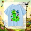 Camiseta Infantil de Manga Curta Creeper Minecraft Meninos e Meninas Roupa de Verão Algodão Puro Fresca Desenho Animado Versátil Blusa de Meia Manga