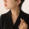 Retro Niche Joker Ins Collar de Piedra Ojo de Gato Natural Pendientes Joyería Transfronteriza Acero de Titanio Color Libre Venta al por Mayor Joyería