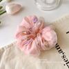 Creme francês ~ tiara de cabelo com flores requintadas, elástico alto para prender o cabelo, acessórios para cabelo curto, coque na parte de trás da cabeça, corda de cabelo, Coreia do Sul