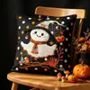 Fronha de Almofada de Linho com Estampa e Bordado Imitado Novo Halloween Transfronteiriço da Amazon Decorações Festivas para Casa Capa de Almofada