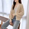 Jaqueta Cardigan Curta de Tricô Estilo Xiaoxiang Top Feminino Nova Coleção Primavera e Outono 2022 Cor Sólida Gola V Solta Peça de Fora