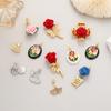 Rosa flocado DIY Accesorios para Colgante Collar de Alto Sentido Accesorios para Pulsera Colgante Zirconia Hoja de Ginkgo Blanco Beel Colgante Único