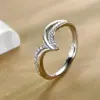 Anillo de Plata de Ley S925 de Nicho Versión Coreana para Mujer, Diseño Abierto Simple en Forma de V con Incrustaciones de Circonita, Anillo Apilable para Dedo Índice o Dedo del Pie