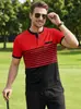 Camisa Polo a Rayas Bloque de Color de Verano para Hombre Amazon Estilo de Negocios Europeo y Americano Cuello Henley Casual Transpirable Manga Corta
