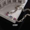 Pulseira de Cruz de Diamante Estilo Retrô Personalizada para Mulheres Estilo Ins Moda Nicho Hip-Hop Versátil Moda Joia de Casal