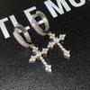 Aretes de Cruz con Incrustaciones de Diamantes Hebilla para la Oreja para Hombre Hip-hop Europeo y Americano Simple Joker Calle Moderno Anillo para la Oreja para Hombre Pendiente Cabello
