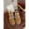 Botas de neve femininas de sola grossa e cano alto, forradas com lã, bico redondo grosso, sapatos casuais quentes acolchoados em algodão, sapatos Boken confortáveis