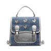 Mochila Casual de Mezclilla Estilo Universitario para Mujer 2025 Nueva Elegante Linda con Lazo Multifuncional de un Solo Hombro Diagonal