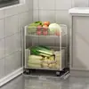 Estante de Almacenamiento para Cocina, Cesta para Verduras, Cesta de Verduras de Pie, Estante de Almacenamiento Multifuncional para Frutas y Verduras, Cebollas, Batatas y Film Plástico