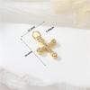 Pendientes, collar y pulsera con colgante de cruz europea y americana de circonita microincrustada con conservación del color en oro auténtico de 14 quilates. Accesorios de joyería DIY.