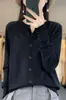 Cardigã Feminino Outono Inverno Novo Casaco de Lã Estilo Curto Solto Camisa Elegante de Manga Longa Preto Tamanho Único Branco Cinza