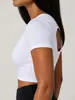 Camiseta deportiva para correr, de verano, transpirable, para mujer, para fitness, yoga, running, secado rápido, elástica, de manga corta con copa