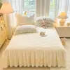 Faldón de cama acolchado de algodón puro, pieza única, que oculta el borde inferior, nuevo modelo 2025, colcha de cama engrosada 100% algodón, estilo faldón de cama a prueba de polvo