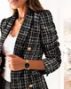 Novo Modelo 2025 para Sites Independentes, Wish e Amazon: Blazer de Manga Longa Dupla Face com Gola Estampada Outono/Inverno, Jaqueta Feminina Transfronteiriça