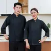 Ropa de Trabajo de Chef de Color Sólido Otoño e Invierno Catering Hotel Cantina Restaurante Ropa de Cocina Manga Larga Hombres