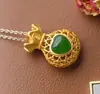 Plata S925 Bolsa Pequeña de Dinero Jade Hetian Natural Material Collar Colgante para Mujer Estilo Étnico Cadena para Clavícula Cadena Personalizada para Suéter