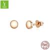 Novos Brincos Redondos Simples de Prata Esterlina 925 da Amazon para Mulheres, Banhados a Ouro Branco, Mini Brincos de Prata Elegantes Sce705