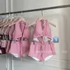 Colección Trajes de Baño en Tonos Rojos para Mujer, Bikini de Playa a Rayas y Cuadros Sexy con Cuello Halter y Volantes, Traje de Baño para Vacaciones
