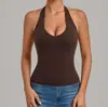 Chaleco Deportivo Transpirable de Secado Rápido con Cuello Halter Ajustado, Espalda Descubierta, Control de Abdomen para Yoga al Aire Libre para Mujer 2369