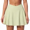 Falda Corta Deportiva de Yoga para Mujer de Verano, Falda de Running Fitness Bádminton de Secado Rápido, Falda de Tenis de Longitud Media Antiexposición para Mujer 2135