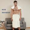 Bata de baño para hombre Bainard de forro polar coral, conjunto grueso absorbente de secado rápido para baño, banda elástica, bolsillo, toalla grande, toalla de baño