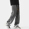 Calças Casuais Masculinas Verão Finas Estilo Americano Estampa Lateral Calças Casuais Versátil Soltas Calças Jogger