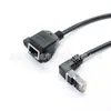 Cable de Extensión de Red Gigabit Categoría 6 con Conector Hembra RJ45 a Cabezal de Cristal RJ45 en Ángulo de 90 Grados con Agujeros para Tornillo de Oreja