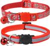 Collar reflectante de 2 piezas para gato de gran venta en Amazon, adecuado para mascotas pequeñas, hebilla de seguridad ajustable, cascabel