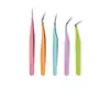 Pinzas de Colores para Pestañas al por Mayor, Pinzas Regulares, Pinzas de Precisión para DIY, Herramientas Portátiles de Belleza para Pestañas