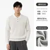 Suéter de Tricô Gola Alta Cor Sólida Estilo Old Money Masculino Textura Ondulada Caimento Solto Manga Longa Pulôver Top Masculino