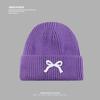 Gorro de otoño e invierno para mujer, gorro de punto con lazo, estilo coreano, combina con todo, gorro de lana pequeño, gorro cálido para exteriores, gorro frío, moda