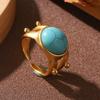 Joyería vintage antigua media anillo geométrico de piedra natural Joker de alta calidad retro que no se desvanece joyería de verano al por mayor