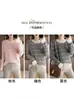 Estilo Novo Primavera e Outono 100% Algodão Tricô Gola Redonda Versão Coreana Simples Cor Contrastante Listrado Manga Longa Moda Blusa Feminina