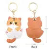 Portatarjeta de Acceso Temático de Gato, Alto Valor Estético, Lindo Diseño de Gato Calico Naranja, Llavero de Cuero, Compatible con Rastreador, Regalo Creativo