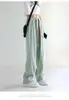 Pantalones populares de verano nuevos, de moda y color único, de seda de hielo, a rayas, con caída, rectos, holgados, estilo unisex