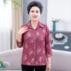 Camisa de verão para mulheres de meia-idade e idosas, camisa de sete mangas para mães, primavera e outono, camisa básica para avó, top largo e plus size