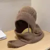 Conjunto de Chapéu e Cachecol de Outono e Inverno para Adultos, Fashion e Casual, Forrado com Fleece e Espessado, Chapéu de Lã Quente e à Prova de Vento para Exterior com Proteção de Orelhas