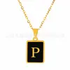 Colar Pingente Medalha Retangular Novo Estilo Europeu e Americano com 26 Letras, Gargantilha de Corrente Cobra Grossa com Design Único