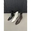 Botines clásicos de tacón bajo y punta cuadrada para mujer, nueva colección otoño/invierno 2025, con cremallera trasera, tacón de gatito, diseño elástico, versátiles y estilizan