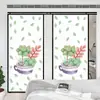 Pegatina para Puerta Corredera de Cocina con Acuarela de Suculentas, Vidrio Esmerilado para Privacidad, Ventana Anti-Miradas Indiscretas, Pegatina Fresca, Transparente a la Luz pero No Permite Ver a Través