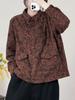 Camisa holgada y ajustada de algodón y lino, estilo retro informal, con estampado digital, para mujer, primavera 2025
